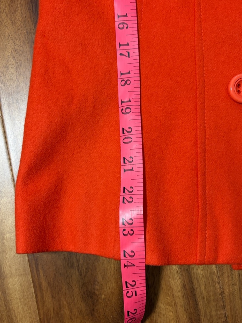 Lambswool Vintage Statement Coat. Louben Double Breasted Orange Jacket Size 10 - Picture 12 of 13